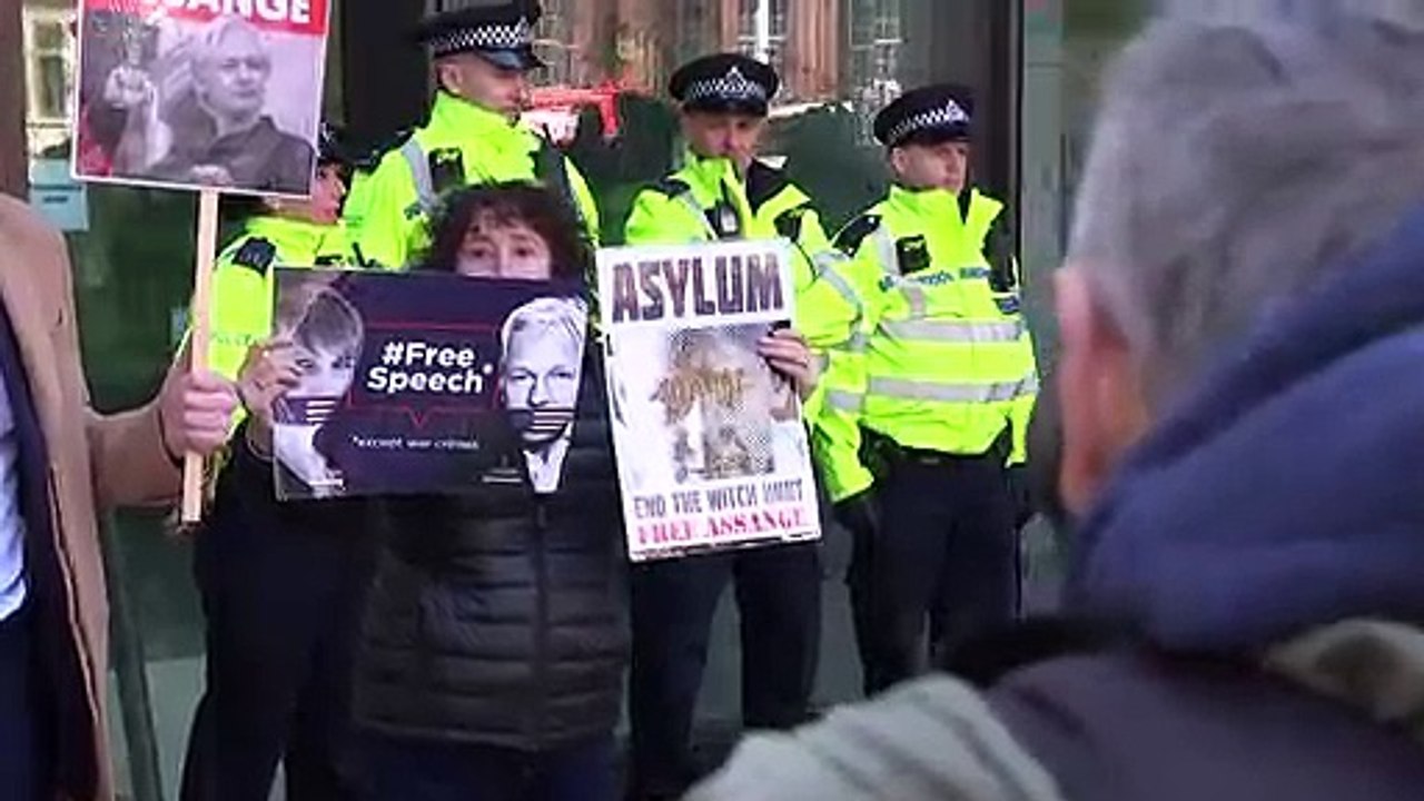 Julian Assange supporters gather outside Westminster court