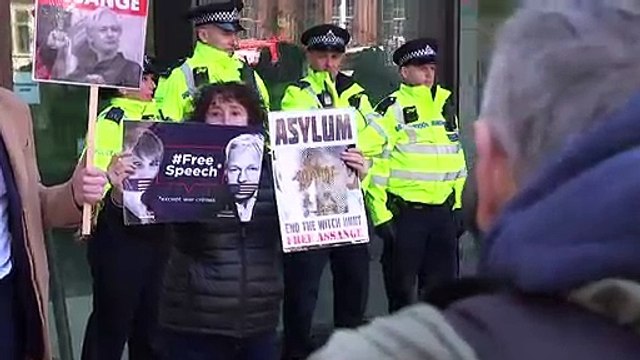 Julian Assange supporters gather outside Westminster court