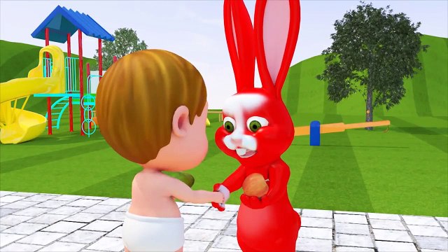 Children fly kites with cute rabbit children's songs children's education