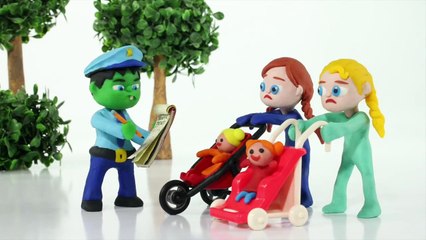FROZEN ELSA & HULK PLAYING WITH MOTORBIKES  Spiderman, Hulk & Frozen Play Doh Cartoons For Kids