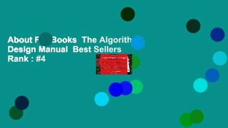 About For Books  The Algorithm Design Manual  Best Sellers Rank : #4