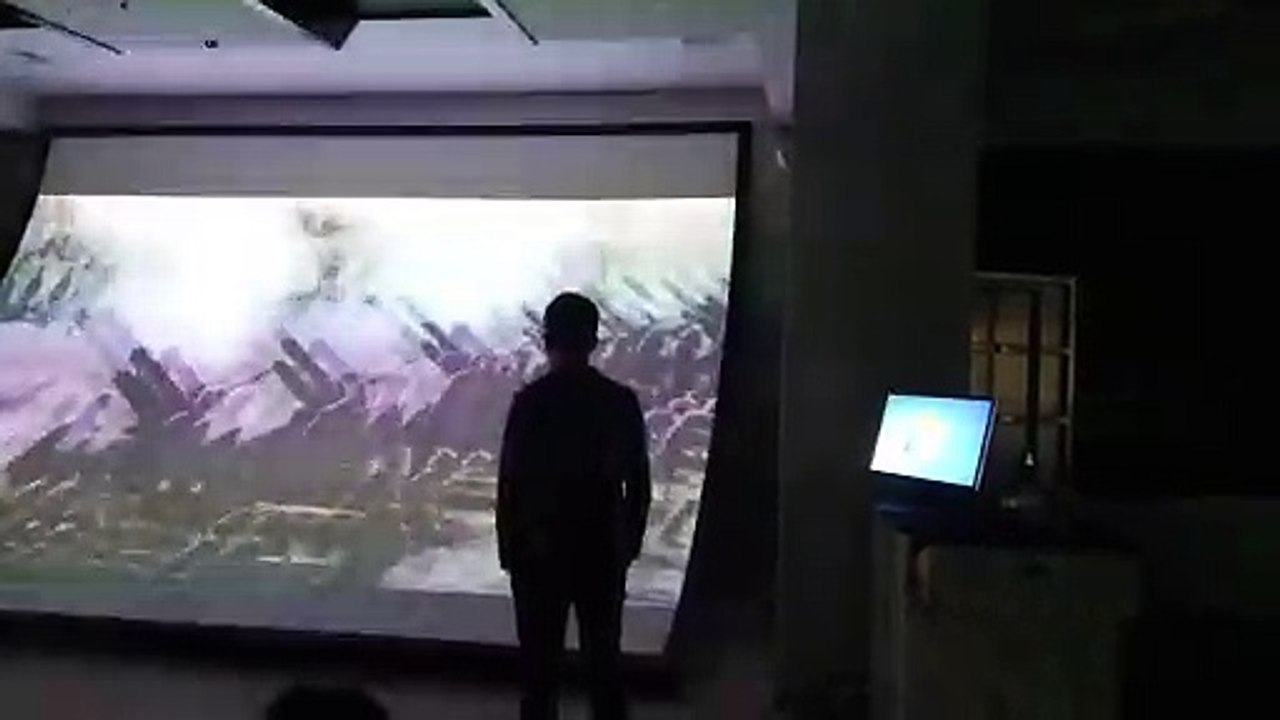 Shaped screen 6 channel fusion projection large screen