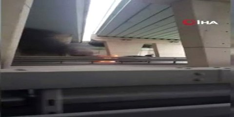 E-5 Karayolunda Alev Alev Yanan Araç Kamerada