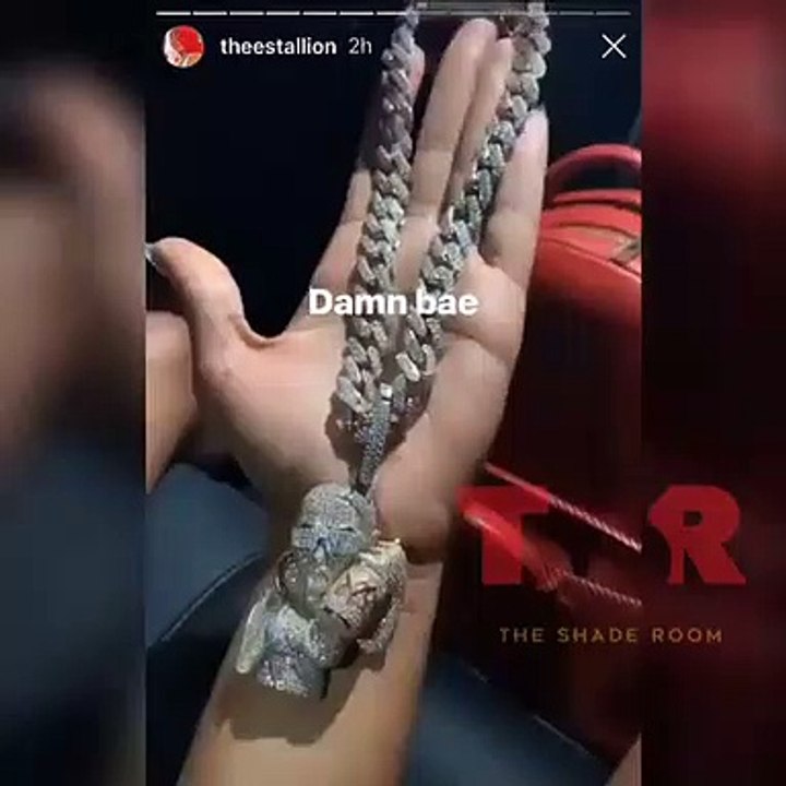 Megan Thee Stallion shows off new chain, on her IG Story, with "Damn Bae" caption, leaving fans to wonder who her "Bae" is