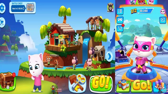 Video Talking Tom Splash Force VS Talking Tom Hero Dash (Talking Angela Character)﻿