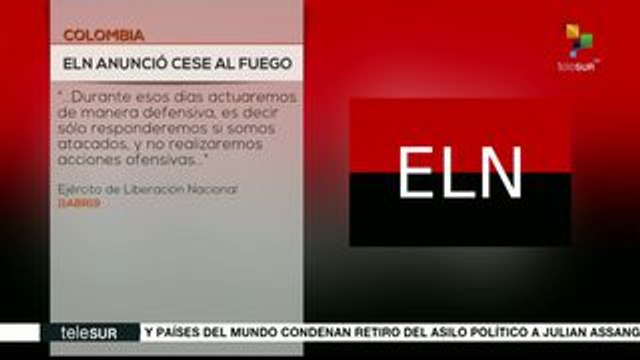 ELN anuncia cese al fuego unilateral durante Semana Santa