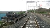 Çerkezköy Silivri Arasında Seyreden Yük Treninin Dingili Kırıldı... Kum Yüklü Vagon Devrildi
