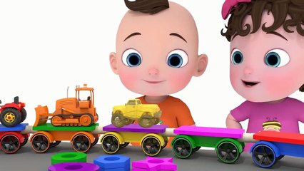 Jake and Molly Truck-Train with Shapes - Cars Cartoon Songs for Kids