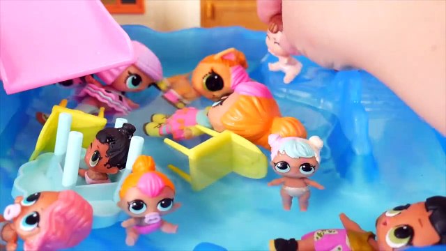 Custom LOL Surprise Dolls Play at Pool with Unicorn