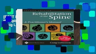 [BEST SELLING]  Rehabilitation of the Spine: A Practitioner s Manual by Craig Liebenson
