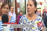 SJL: bus del Corredor Morado protagoniza aparatoso accidente