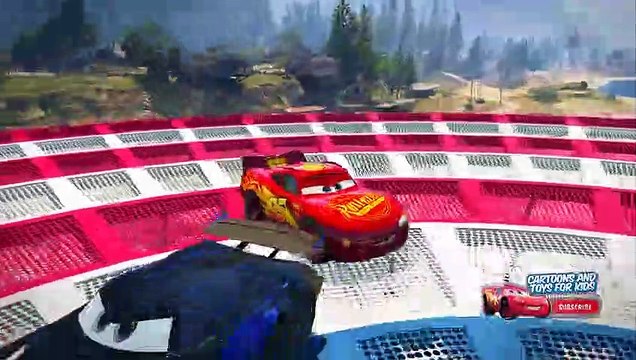 Cars 3 Lightning Mcqueen Mountain Jump Challenge #2 - Jackson Storm Cruz Ramirez Miss Fritter