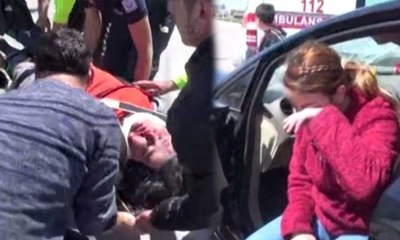 Bir yanda ölümle pençeleşen ağır yaralı diğer tarafta 'arabam ne hale geldi' gözyaşları