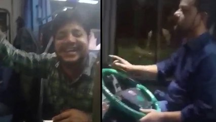 नशे में धुत ड्राइवर ने दौड़ाई बस, यात्री ने बना लिया VIDEO