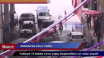 Ankara'da kısa süreli dolu yağışı etkili oldu.