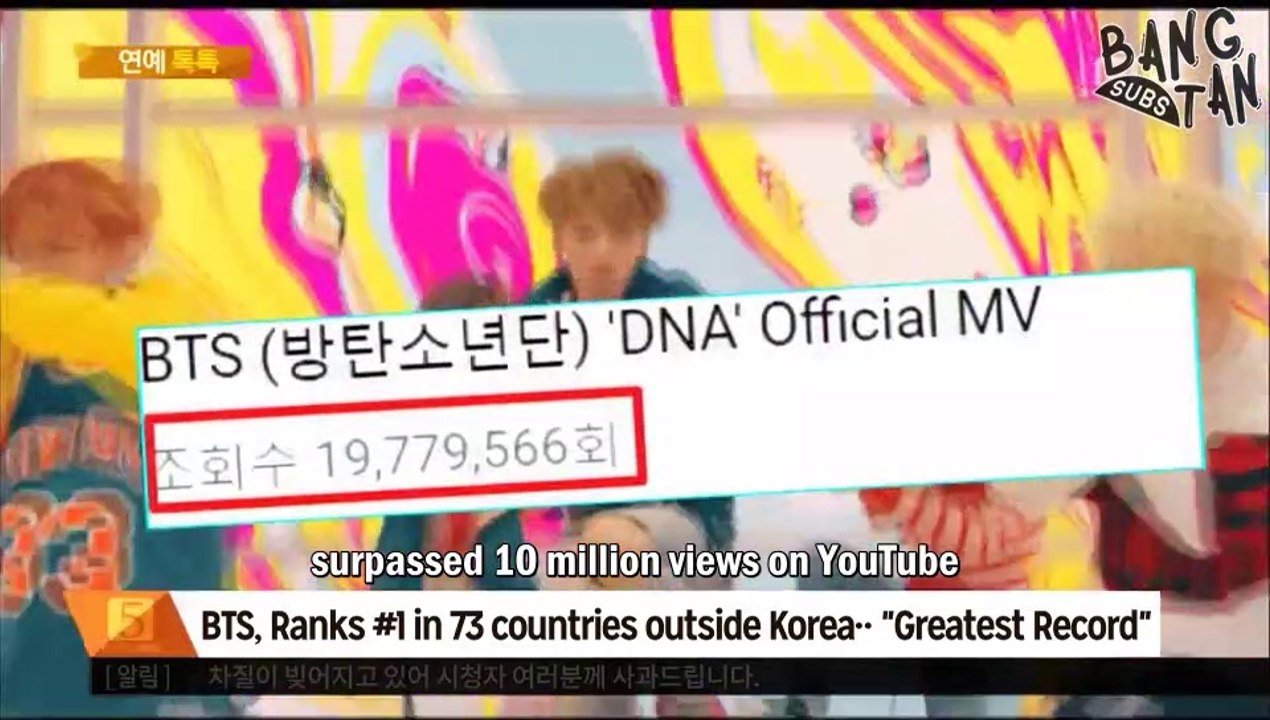 170919 MBC News Evening Entertainment Talk Talk - BTS, Ranks #1 in 73 countries outside Korea.. Greatest Record