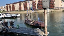 Escale de la toue sablière au port du Mans samedi 13 avril