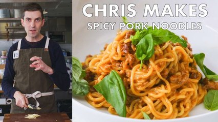 Chris Makes Spicy-Sweet Sambal Pork Noodles