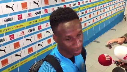 OM-Nîmes : "J'ai surtout eu peur que l'arbitre ne siffle pas faute sur moi" (Sarr)