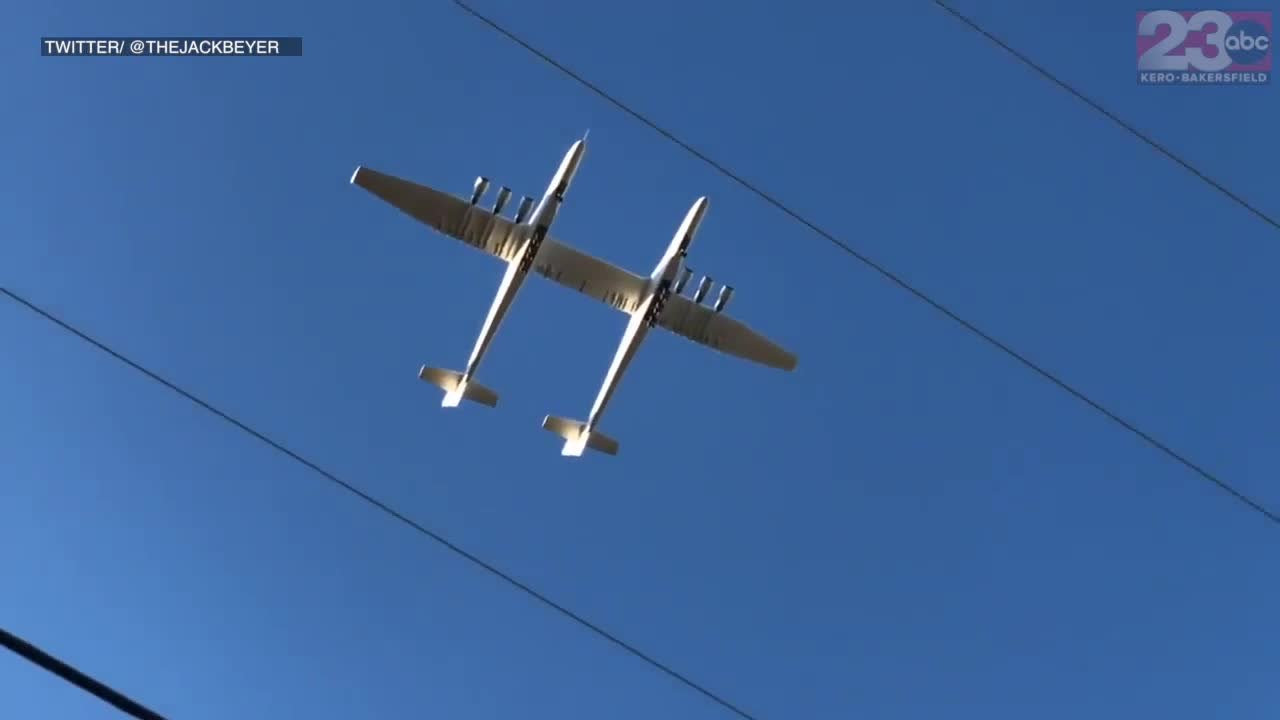World's largest plane takes off from Mojave