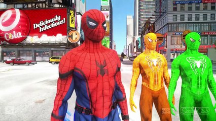 IRON MAN ARMY vs SPIDER-MAN, BLUE SPIDERMAN, GREEN SPIDERMAN, ORANGE SPIDERMAN, BLACK SPIDERMAN