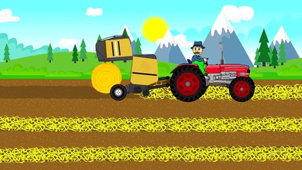 Lifting Straw Bales | Work on a field - Tractor Story | Collecting bales of straw - tales of Tractors