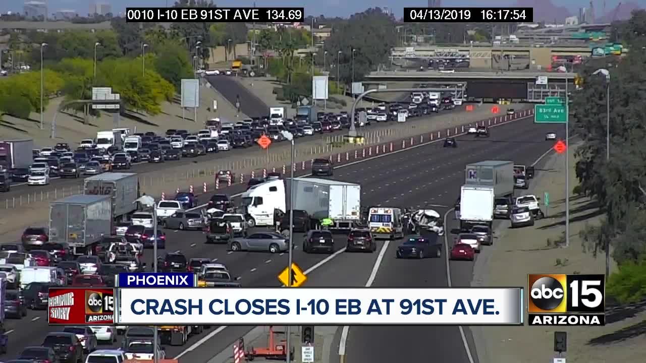 I-10 eastbound closed at Loop 101 for hours after crash