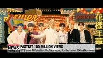 BTS's new MV shatters YouTube record for the fastest 100 million views