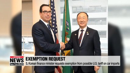 S. Korean finance minister asks U.S. treasury secretary to exempt Korea from auto import tariffs