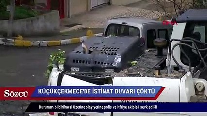 Küçükçekmece’de istinat duvarı çöktü