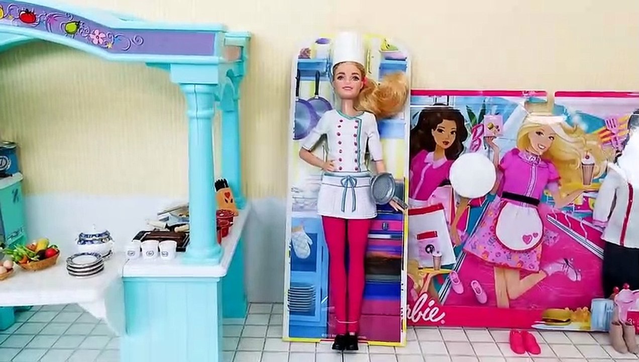 Disney Princesse Frozen Elsa Anna poupées Barbie Chef Uniformes Serveuse Uniformes Miniature Jouet de la Nourriture