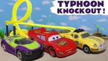 Disney Pixar Cars 3 McQueen in Hot Wheels Typhoon Knockout with DC Comics and Marvel Avengers 4 Superheroes vs Toy Story 4 Rex and Spongebob in this family friendly full episode