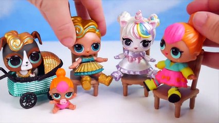 LOL Surprise Doll visit Barbie Skipper! Chelsea Morning Routine for Rainbow Bath Fizzy   Toy Video