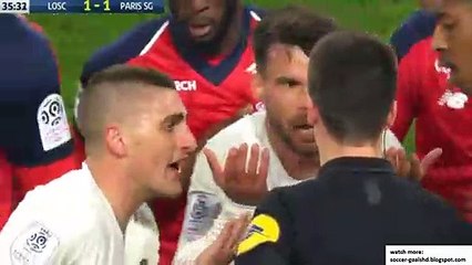 Juan Bernat direct Red Card - Lille 1 - 1 Paris SG (Full Replay)