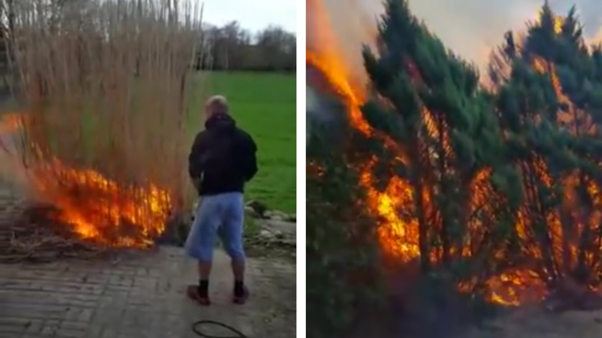 Un homme brûle son jardin par accident et ne réagit pas - Vidéo Dailymotion