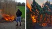 Un homme brûle son jardin par accident et ne réagit pas