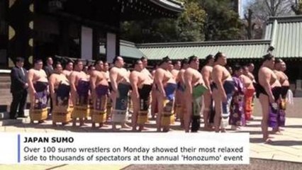 Sumo wrestlers give a glimpse of their most relaxed side at Tokyo festival
