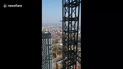 Anxiety-inducing scenes from the top of Manchester's newest skyscraper