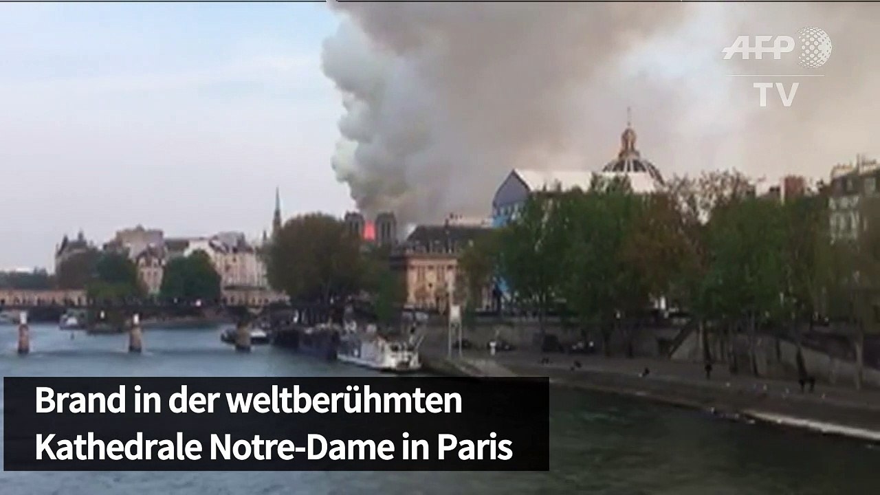 Pariser Kathedrale Notre-Dame in Flammen