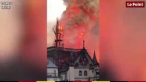 La flèche de Notre-Dame en feu s'effondre