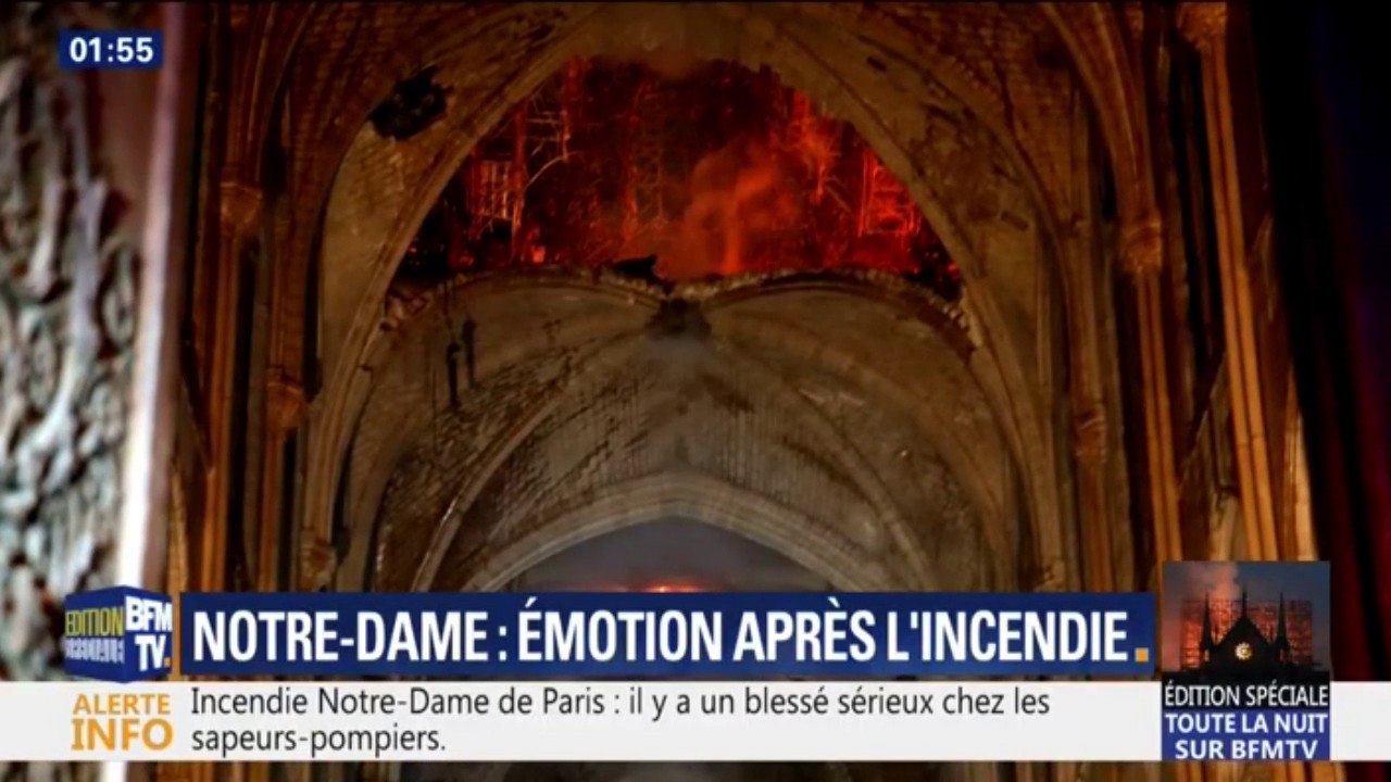 Les premières images de l'intérieur de Notre-Dame alors que l'incendie n'est pas encore totalement éteint