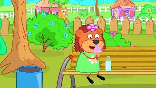 Lion Chat de la Famille veut Lait de dessin animé pour les Enfants