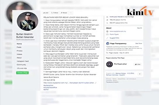 Sultan Johor- 'Pihak luar usah sibuk melompat-lompat tak tentu arah'