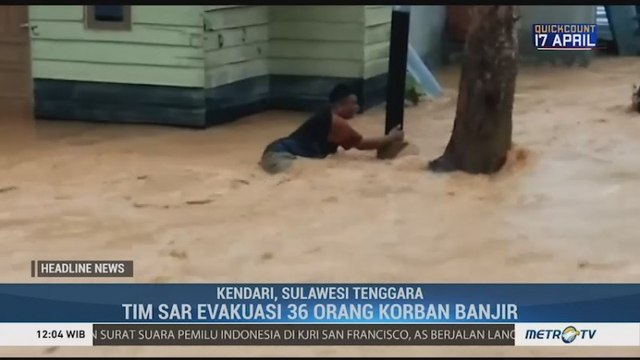 Basarnas Evakuasi Korban Banjir Kendari