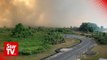 Forest fire raging fiercely at Sarawak-Brunei border