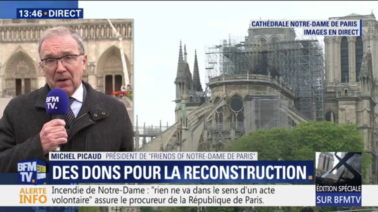 Très ému, le président de "Friends of Notre-Dame de Paris" remercie "l'élan  populaire pour la cathédrale" - Vidéo Dailymotion