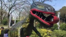 Dinosaur statue made of 3000 abandoned bike tyres at Chinese park
