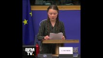 La jeune activiste Greta Thunberg en larmes devant le Parlement européen