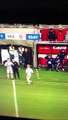 Degerfors IF player Mattis Özgun gets subbed after 10 seconds because he got a finger in the eye when doing a high five while subbing.