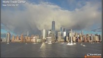 Timelapse captures magnificent rainbow and clouds over New York City